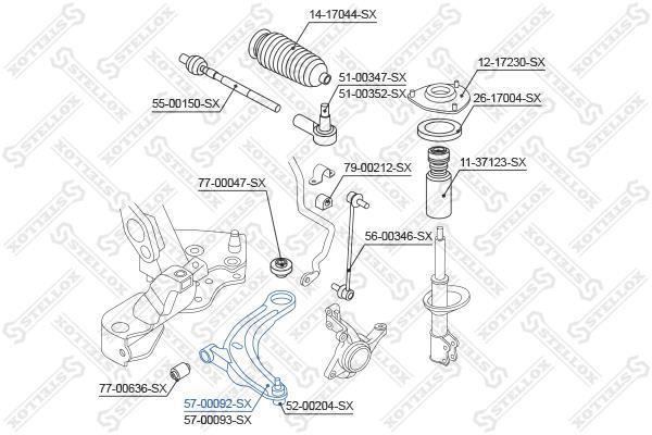 Купить 57-00092-SX STELLOX Рычаг подвески Outlander 2 (2.0 DI-D, 2.2 DI-D 4WD, 2.4 4WD)