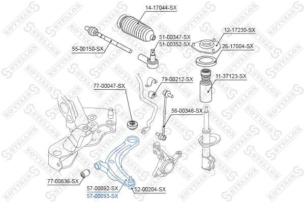 Купить 57-00093-SX STELLOX Рычаг подвески Outlander 2 (2.0 DI-D, 2.2 DI-D 4WD, 2.4 4WD)