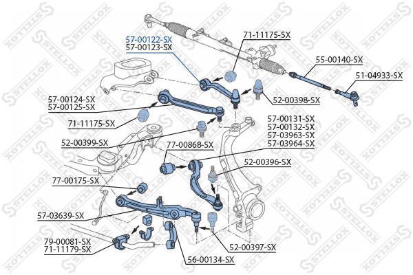Купить 57-00122-SX STELLOX Рычаг подвески Audi A8