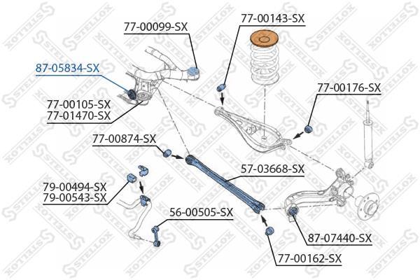 Купить 87-05834-SX STELLOX Втулки стабилизатора БМВ Х3 Е83 (2.0, 2.5, 3.0)