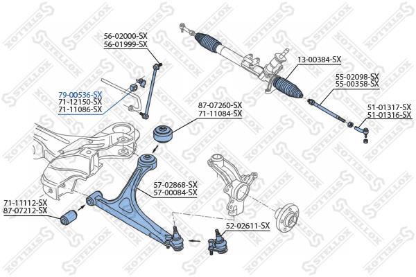 Купити 79-00536-SX STELLOX Втулки стабілізатора Audi TT (1.8 T, 1.8 T quattro, 3.2 VR6 quattro)