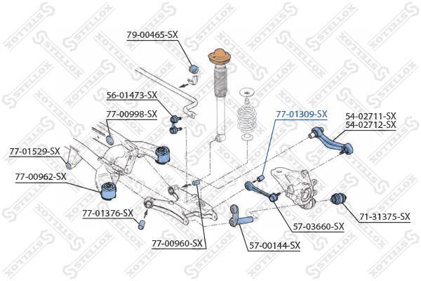 Купити 77-01309-SX STELLOX Втулки стабілізатора БМВ Х5 Е53 (2.9, 3.0, 4.4, 4.6, 4.8)