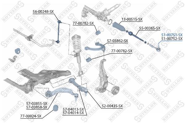 Купить 51-00751-SX STELLOX Рулевой наконечник BMW F10 (F07, F10, F11, F18) (2.0, 3.0, 4.4)