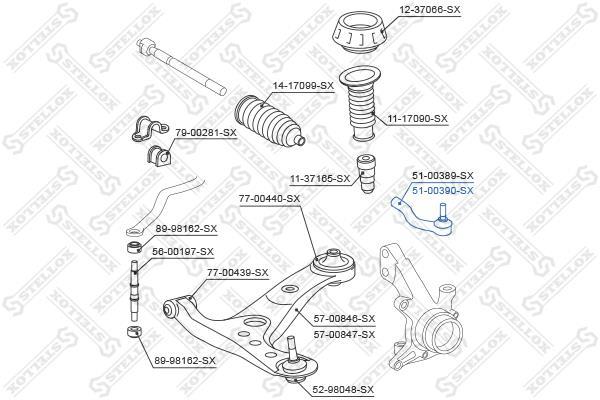Купить 51-00390-SX STELLOX Рулевой наконечник Peugeot 107 (1.0, 1.4 HDi)