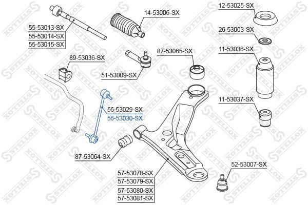 Купити 56-53030-SX STELLOX Стійки стабілізатора Hyundai i10 (1.1, 1.1 CRDi, 1.2)