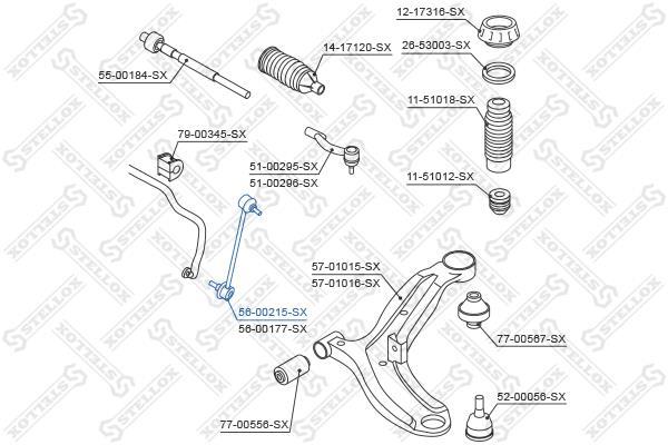 Купити 56-00215-SX STELLOX Стійки стабілізатора Hyundai i20 (1.2, 1.4, 1.6)