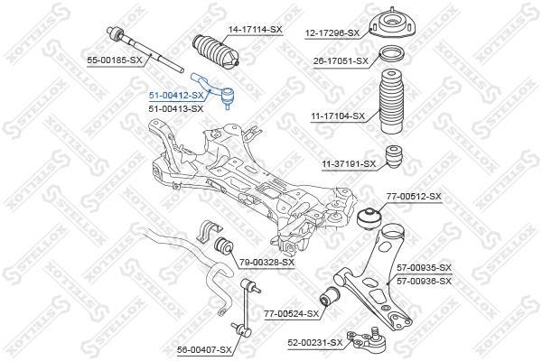 Купить 51-00412-SX STELLOX Рулевой наконечник Hyundai