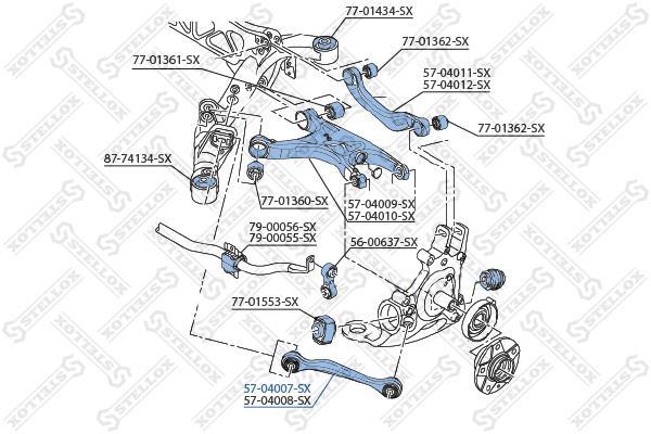 Купить 57-04007-SX STELLOX Рычаг подвески Audi A4 B8 (1.8, 2.0, 3.0, 3.2)