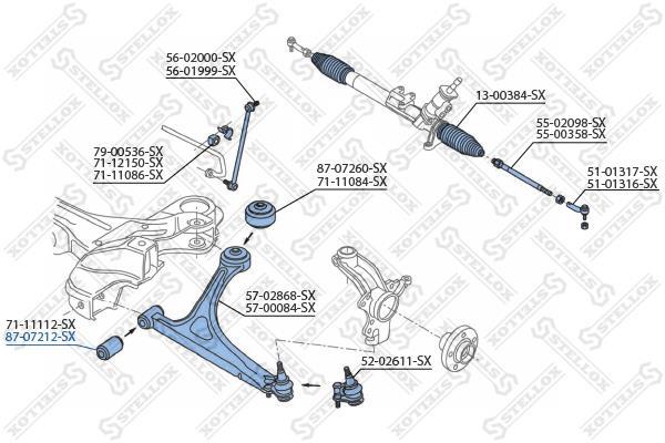 Купити 87-07212-SX STELLOX Втулки стабілізатора Audi TT (1.8 T, 1.8 T quattro, 3.2 VR6 quattro)