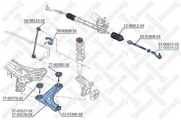 Купить 51-00674-SX STELLOX Рулевой наконечник Citroen C3 (1.1, 1.4, 1.6)