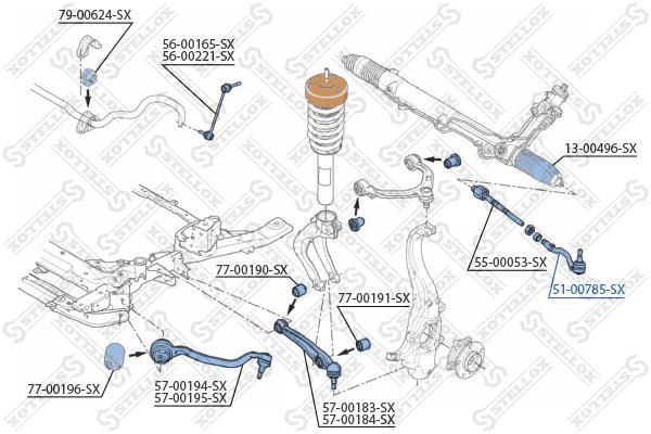 Купити 51-00785-SX STELLOX Рульовий наконечник БМВ Х6 (Е71, Е72) (3.0, 4.4)