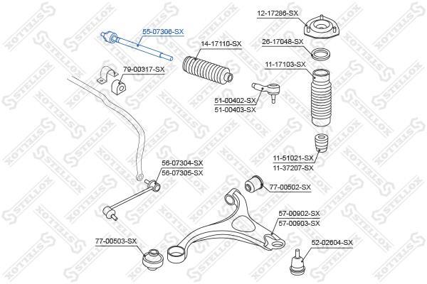 Купити 55-07306-SX STELLOX Рульова тяга Hyundai