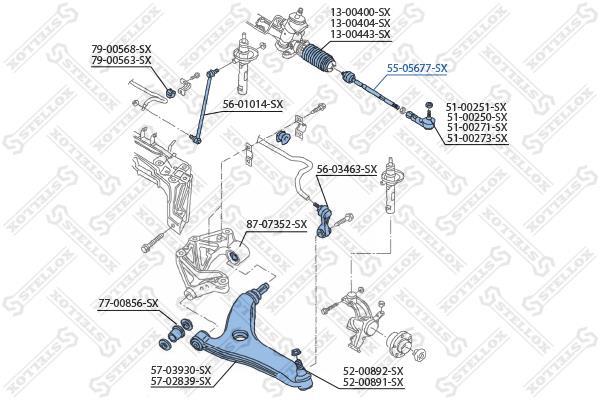 Купить 55-05677-SX STELLOX Рулевая тяга Поло (1.2, 1.4, 1.6)