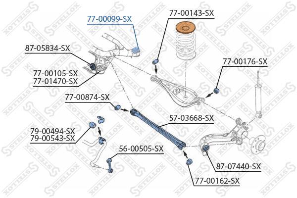 Купить 77-00099-SX STELLOX Втулки стабилизатора BMW X3 E83 (2.0, 2.5, 3.0)