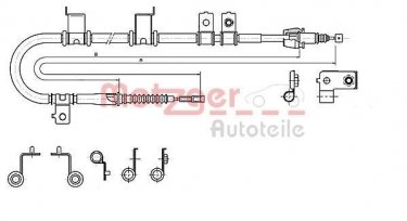 Купити 17.2575 METZGER Трос ручного гальма Hyundai i30 (1.4, 1.6, 2.0)