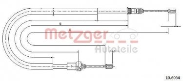Купить 10.6034 METZGER Трос ручника Peugeot 206 (1.4, 1.6, 1.9, 2.0)