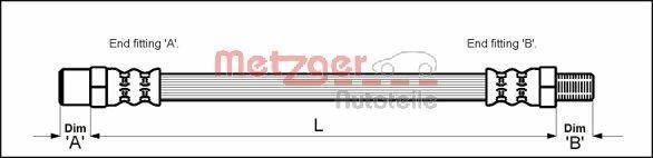 Купить 4111343 METZGER Тормозной шланг Транспортер Т4 (1.9, 2.0, 2.4, 2.5, 2.8)