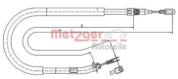 Купить 10.9873 METZGER Трос ручника Sprinter (901, 902, 903, 904) (0.0, 2.1, 2.3, 2.7, 2.9)