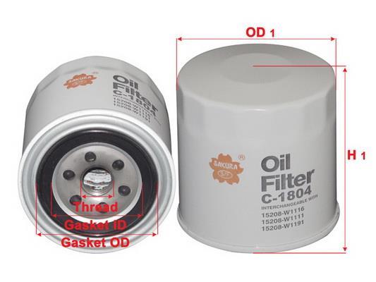 Купить C-1804 SAKURA Масляный фильтр  Альмера (Н15, Н16) 2.0 D