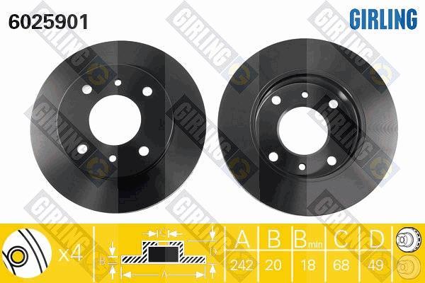 Купить 6025901 GIRLING Тормозные диски Primera P10 (1.6, 2.0 D)