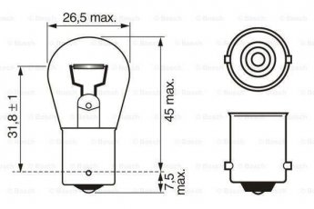 Лампа розжарювання P21W 12V-21W ВАЗ (виробництво) 1 987 302 201 BOSCH фото 6