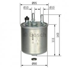 Купить F 026 402 081 BOSCH Топливный фильтр (прямоточный, с подсоединением датчика уровня воды) Kangoo 2 (1.5 dCi, 1.5 dCi 110, 1.5 dCi 85)