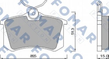 Купити FO 465381 Fomar Гальмівні колодки задні Пассат (Б3, Б4, Б5) (1.8, 2.0, 2.8) 