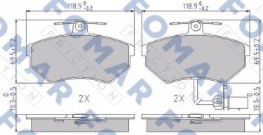 Купить FO 689281 Fomar Тормозные колодки передние Ауди А4 (Б5, Б6, Б7) (1.6, 1.8, 1.9) 