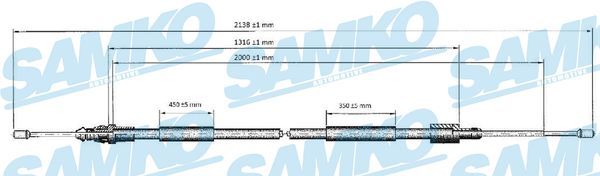 Купити C0621B Samko Трос ручного гальма Пежо 307 (1.4, 1.6, 2.0)