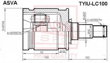 Купити TYIU-LC100 Asva ШРУС Land Cruiser (4.0 Diesel, 4.7), шліци:  30 зовн. 30 вн.
