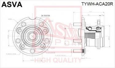Купити TYWH-ACA20R Asva Маточина Rav 4 (2.0 D-4D 4WD, 2.0 VVTi 4WD, 2.4 VVTi 4WD)