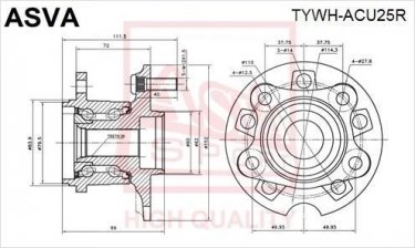 Купить TYWH-ACU25R Asva Ступица Highlander (2.4, 3.0, 3.3, 3.5)