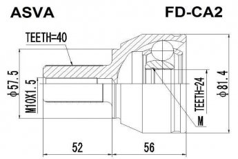 ШРУС FD-CA2 Asva – шліци: 40 зовн. 24 вн. фото 1