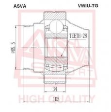 Купити VWIU-TG Asva ШРУС Туарег (2.5, 3.0, 3.2, 3.6), шліци:  28 вн.
