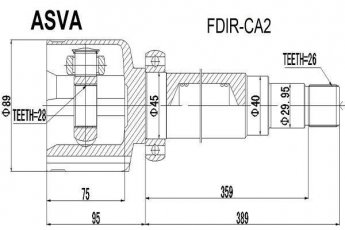 Купить FDIR-CA2 Asva ШРУС Galaxy 2.0, шлицы:  26 нар. 28 вн.