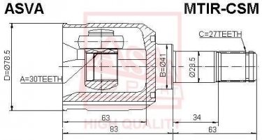 Купити MTIR-CSM Asva ШРУС Lancer (1.6, 2.0), шліци:  27 зовн. 30 вн.