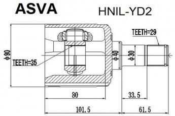 Купити HNIL-YD2 Asva ШРУС, шліци:  29 зовн. 35 вн.