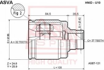 Купити HNID-U10 Asva ШРУС Інтегра 1.8 Type-R, шліци:  27 зовн. 32 вн.