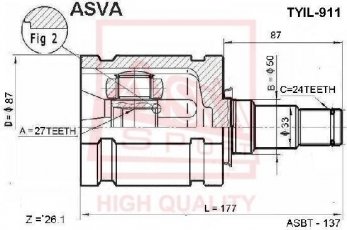 Купити TYIL-911 Asva ШРУС Camry (2.0, 2.4), шліци:  24 зовн. 27 вн.