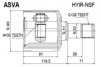 Купити HYIR-NSF Asva ШРУС Соренто 2.4 CVVT, шліци:  28 зовн. 35 вн.
