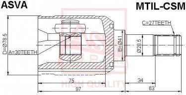 Купити MTIL-CSM Asva ШРУС Lancer (1.6, 2.0), шліци:  27 зовн. 30 вн.