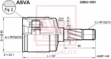 Купити GMIU-1001 Asva ШРУС Леганза 2.0 16V, шліци:  34 зовн. 29 вн.