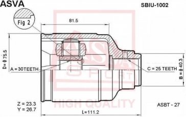 Купити SBIU-1002 Asva ШРУС Імпреза (1.6, 2.0), шліци:  25 зовн. 30 вн.