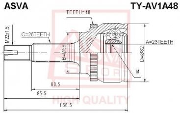 Купити TY-AV1A48 Asva ШРУС Avensis (1.6 VVT-i, 1.8, 2.0 D-4D), шліци:  26 зовн. 23 вн. 48 зубців кільця ABS