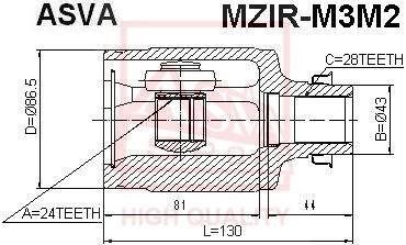 ШРУС MZIR-M3M2 Asva – шліци: 28 зовн. 24 вн. фото 1