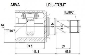 Купити LRIL-FR2MT Asva ШРУС, шліци:  31 зовн. 27 вн.