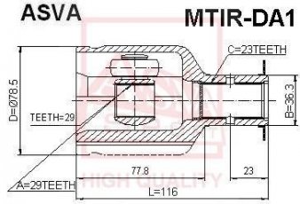 Купить MTIR-DA1 Asva ШРУС Mitsubishi, шлицы:  23 нар. 29 вн.