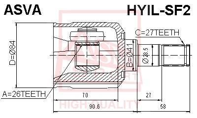 Купить HYIL-SF2 Asva ШРУС Санта Фе (2.0 CRDi, 2.7, 2.7 V6)