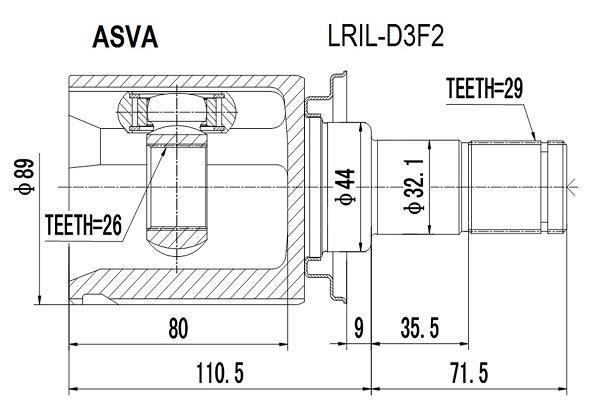 Купити LRIL-D3F2 Asva ШРУС Discovery (2.7 TD, 4.0, 4.4)