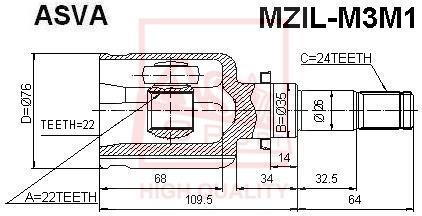 Купити MZIL-M3M1 Asva ШРУС Mazda 3 1.6